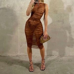 Sheer brown house of CB dress
